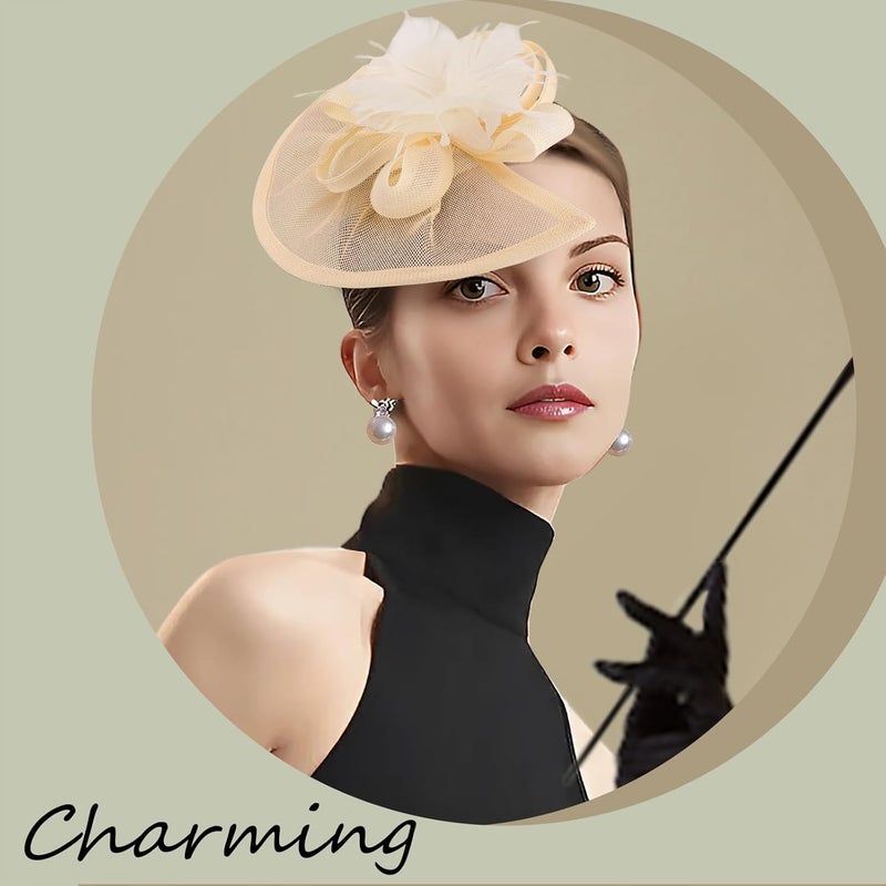 DRESHOW قبعات فاسيناتور للنساء قبعة حفلة شاي قبعة عتيقة على شكل علبة رأس لكوكتيل - Image 3